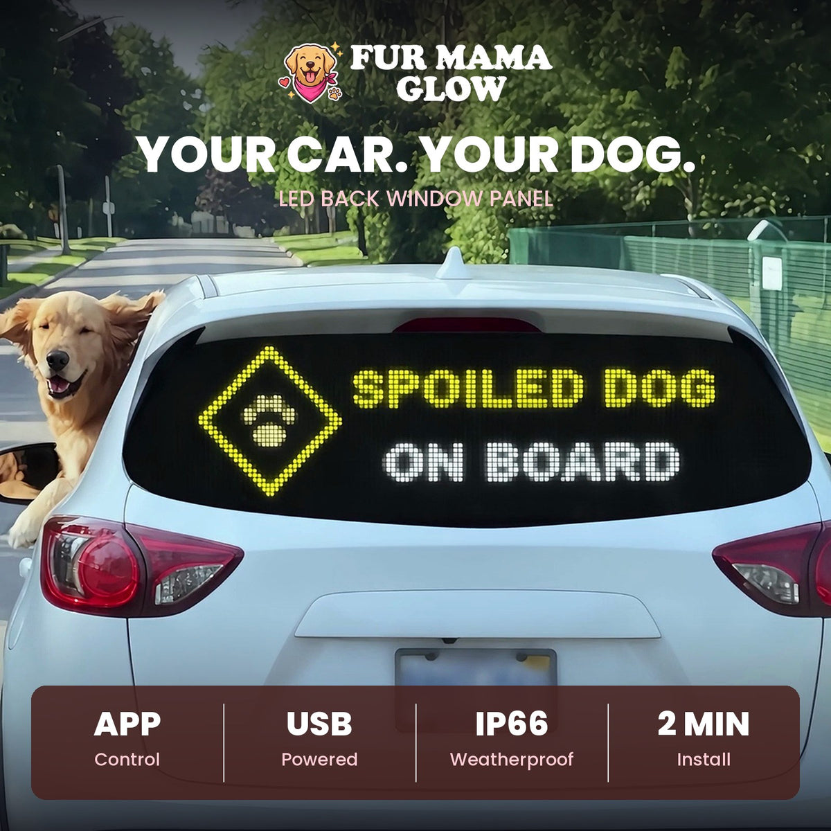 FUR MAMA GLOW LED Back Window Panel